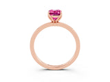 Rose gold Emerald Cut Pink Sapphire Solitaire Ring with Thin Band and Prong Setting_39