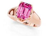 Rose gold Emerald Cut Pink Sapphire Solitaire Ring with Wide Band and Prong Setting_25