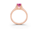 Rose gold Emerald Cut Pink Sapphire Solitaire Ring with Wide Band and Prong Setting_27