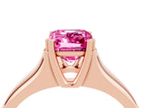 Rose gold Emerald Cut Pink Sapphire Solitaire Ring with Wide Band and Prong Setting_28