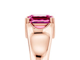 Rose gold Emerald Cut Pink Sapphire Solitaire Ring with Wide Band and Prong Setting_29