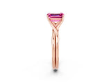Rose gold Emerald Cut Pink Sapphire Solitaire Twist Band Prong Setting Ring_86