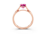 Rose gold Emerald Cut Pink Sapphire Solitaire Twist Band Prong Setting Ring_87