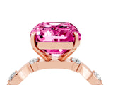 Rose gold Emerald Cut Pink Sapphire Solitaire Twisted Band with Round  Accents and Prong Setting_16