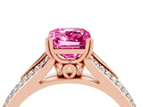 Rose gold Emerald Cut Pink Sapphire Split Shank Engagement Ring with Pavé Band_28