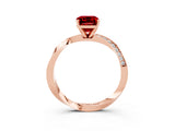 Rose gold Emerald Cut Ruby Engagement Ring with Side Stone Accents and Four-Prong Setting_30