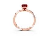 Rose gold Emerald Cut Ruby Engagement Ring with Side Stone Accents and Four-Prong Setting_63