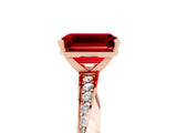 Rose gold Emerald Cut Ruby Engagement Ring with Side Stone Accents and Four-Prong Setting_65