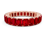 Rose gold Emerald Cut Ruby Eternity Band with Shared Prong Setting_6