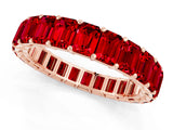 Rose gold Emerald Cut Ruby Eternity Band with Shared Prong Setting_7