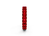Rose gold Emerald Cut Ruby Eternity Band with Shared Prong Setting_8