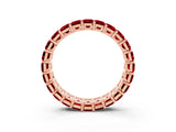 Rose gold Emerald Cut Ruby Eternity Band with Shared Prong Setting_9