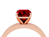 Rose gold Emerald Cut Ruby Milgrain Pavé Engagement Ring with Four-Prong Setting_16