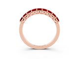 Rose gold Emerald Cut Ruby Prong-Set Eternity Band_9