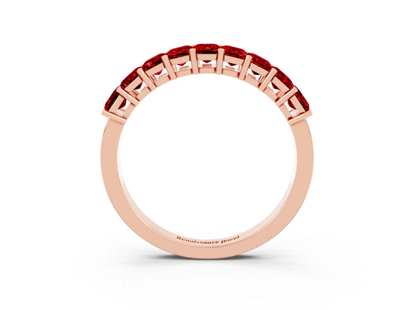 Rose gold Emerald Cut Ruby Prong-Set Eternity Band