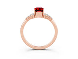 Rose gold Emerald Cut Ruby Ring with Side Stones and Four-Prong Setting_39