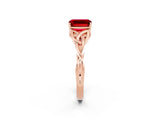 Rose gold Emerald Cut Ruby Solitaire Celtic Knot Ring with Four-Prong Setting_14