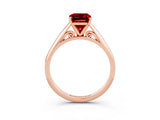 Rose gold Emerald Cut Ruby Solitaire Engagement Ring with Cathedral Setting and Four-Prong Mount_27