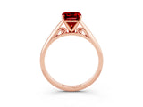 Rose gold Emerald Cut Ruby Solitaire Engagement Ring with Cathedral Setting and Four-Prong Mount_33