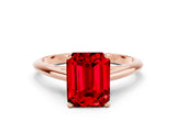 Rose gold Emerald Cut Ruby Solitaire Engagement Ring with Cathedral Setting and Four-Prong Mount_72