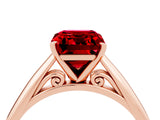 Rose gold Emerald Cut Ruby Solitaire Engagement Ring with Cathedral Setting and Four-Prong Mount_76