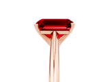 Rose gold Emerald Cut Ruby Solitaire Engagement Ring with Cathedral Setting and Four-Prong Mount_77
