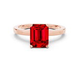Rose gold Emerald Cut Ruby Solitaire Engagement Ring with Classic Band and Four-Prong Setting_24