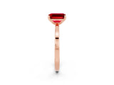 Rose gold Emerald Cut Ruby Solitaire Engagement Ring with Classic Band and Four-Prong Setting_26