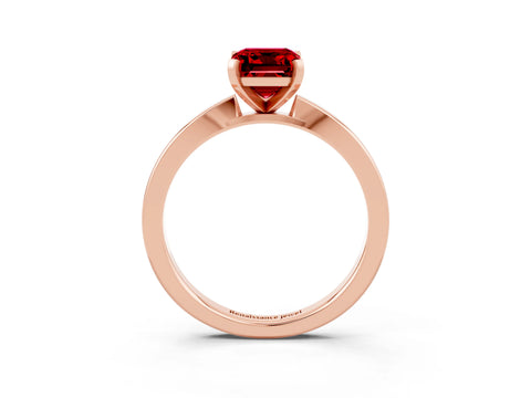 Rose gold Emerald Cut Ruby Solitaire Engagement Ring with Classic Band and Four-Prong Setting_27