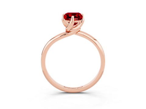 Rose gold Emerald Cut Ruby Solitaire Engagement Ring with Four-Prong Setting and Classic Band_15