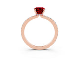 Rose gold Emerald Cut Ruby Solitaire Engagement Ring with Pavé Band and Four-Prong Setting_3