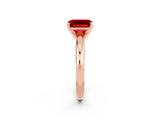 Rose gold Emerald Cut Ruby Solitaire Engagement Ring with Round Band and Four-Prong Setting_2