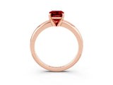 Rose gold Emerald Cut Ruby Solitaire Engagement Ring with Round Band and Four-Prong Setting_3