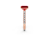 Rose gold Emerald Cut Ruby Solitaire Pavé Band with Four-Prong Setting_2