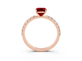 Rose gold Emerald Cut Ruby Solitaire Pavé Band with Four-Prong Setting_3