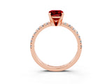 Rose gold Emerald Cut Ruby Solitaire Pavé Engagement Ring with Round Band and Prong Setting_69