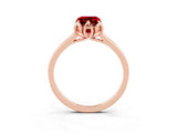Rose gold Emerald Cut Ruby Solitaire Ring with Flower Prong Setting and Classic Band_15