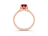 Rose gold Emerald Cut Ruby Solitaire Ring with Flower Prong Setting and Classic Band_40