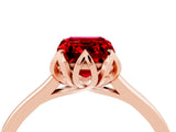 Rose gold Emerald Cut Ruby Solitaire Ring with Flower Prong Setting and Classic Band_41