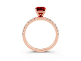 Rose gold Emerald Cut Ruby Solitaire Ring with Pavé Accents and Four-Prong Setting_3