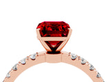 Rose gold Emerald Cut Ruby Solitaire Ring with Pavé Accents and Four-Prong Setting_4