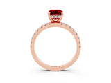 Rose gold Emerald Cut Ruby Solitaire Ring with Pavé Band and Four-Prong Setting_27