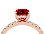 Rose gold Emerald Cut Ruby Solitaire Ring with Pavé Band and Four-Prong Setting_28
