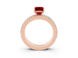Rose gold Emerald Cut Ruby Solitaire Ring with Pavé and Channel Set Band_3