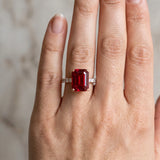 Rose gold Emerald Cut Ruby Solitaire Ring with Round  Pavé Band and Four-Prong Setting_42