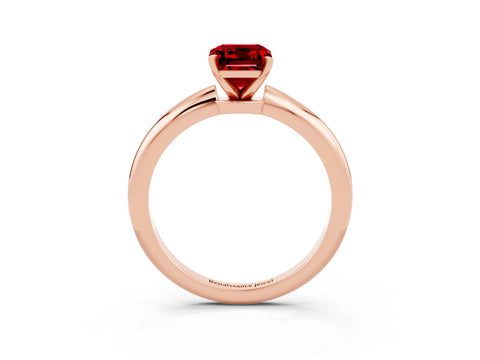 Rose gold Emerald Cut Ruby Solitaire Ring with Six-Prong Setting and Classic Band_3
