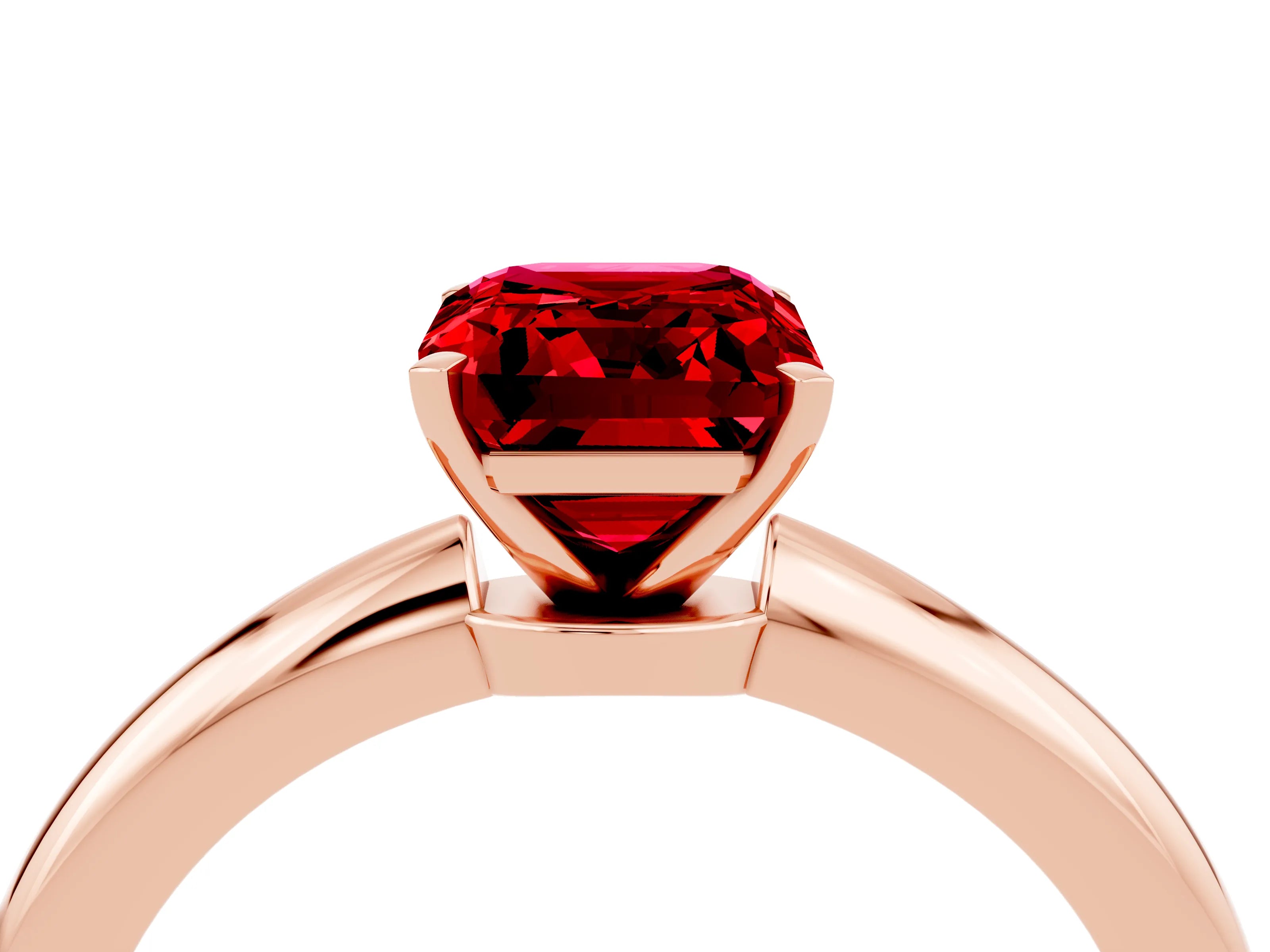 Rose gold Emerald Cut Ruby Solitaire Ring with Six-Prong Setting and Classic Band_4