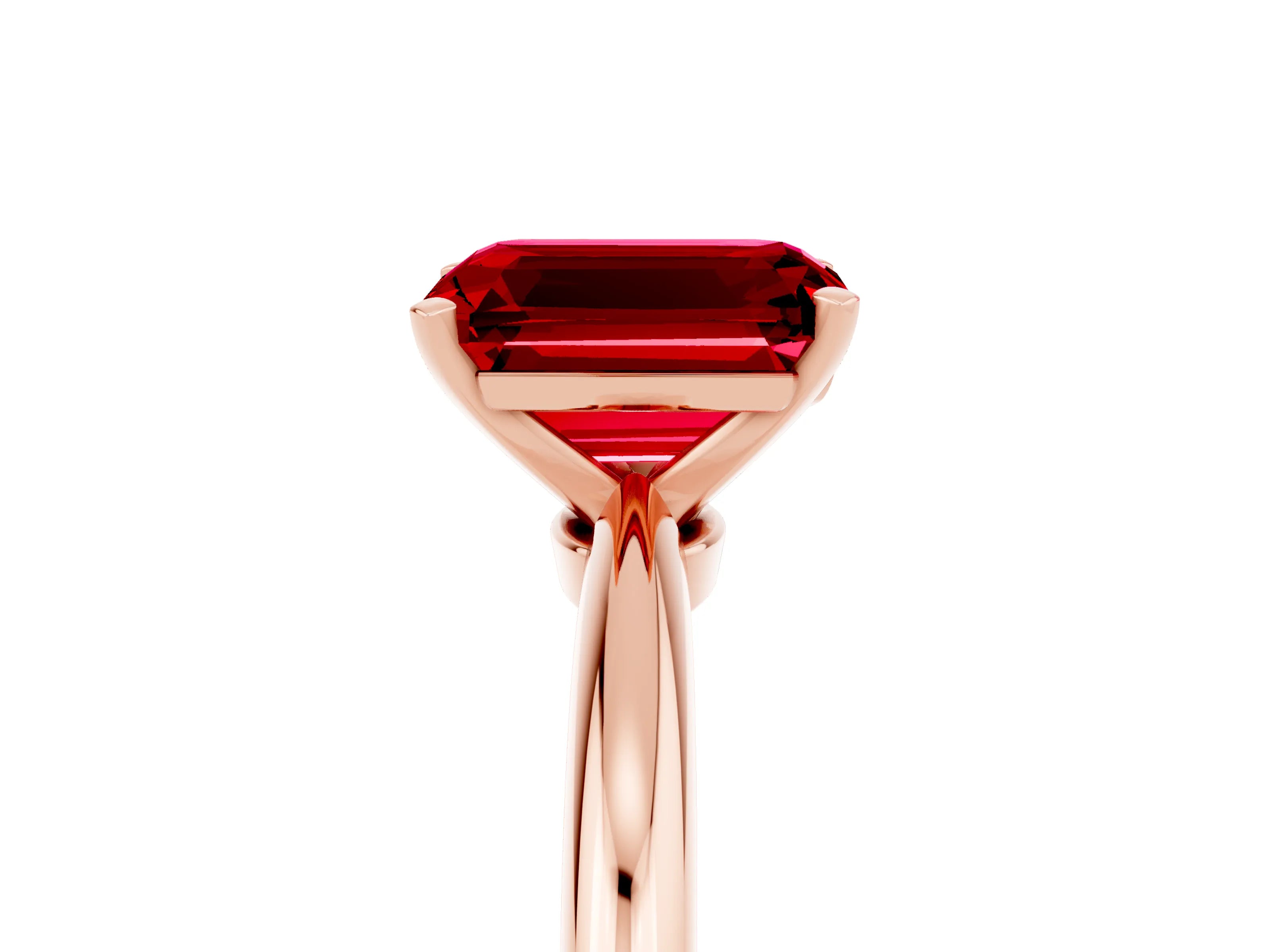 Rose gold Emerald Cut Ruby Solitaire Ring with Six-Prong Setting and Classic Band_5