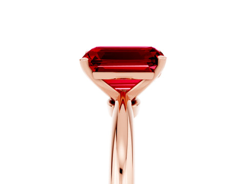 Rose gold Emerald Cut Ruby Solitaire Ring with Six-Prong Setting and Classic Band_5