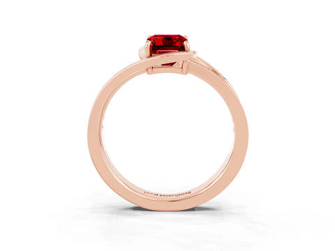 Rose gold Emerald Cut Ruby Solitaire Ring with Split Shank and Prong Setting_3